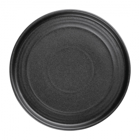 Olympia Cavolo Flat Round Plates Textured Black 180mm (Pack Of 6)